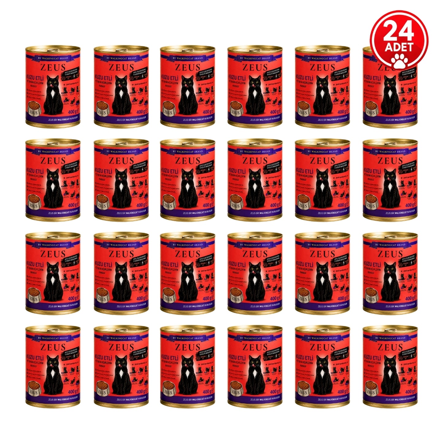 Kuzu Etli ZEUS Yetişkin Kedi Yaş Maması 400g