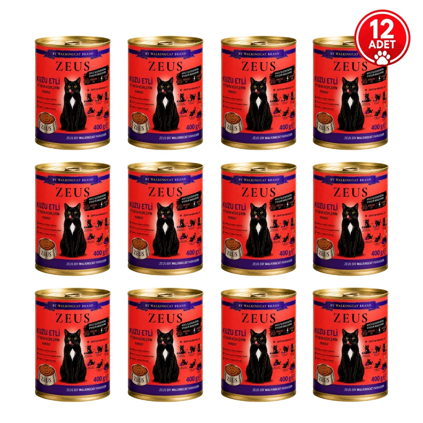 Kuzu Etli ZEUS Yetişkin Kedi Yaş Maması 400g