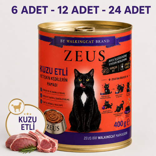 Kuzu Etli ZEUS Yetişkin Kedi Yaş Maması 400g